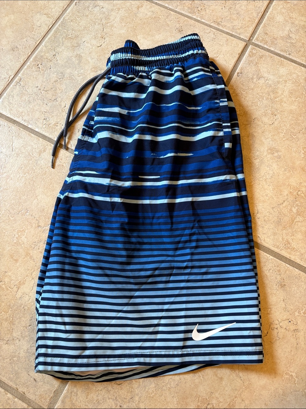 Nike Blue Gradient Striped Swim Board Shorts